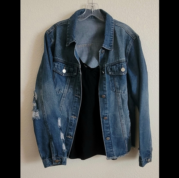 ROSKIKI Womens Boyfriend Washed Denim Jean Coat - Picture 3 of 4